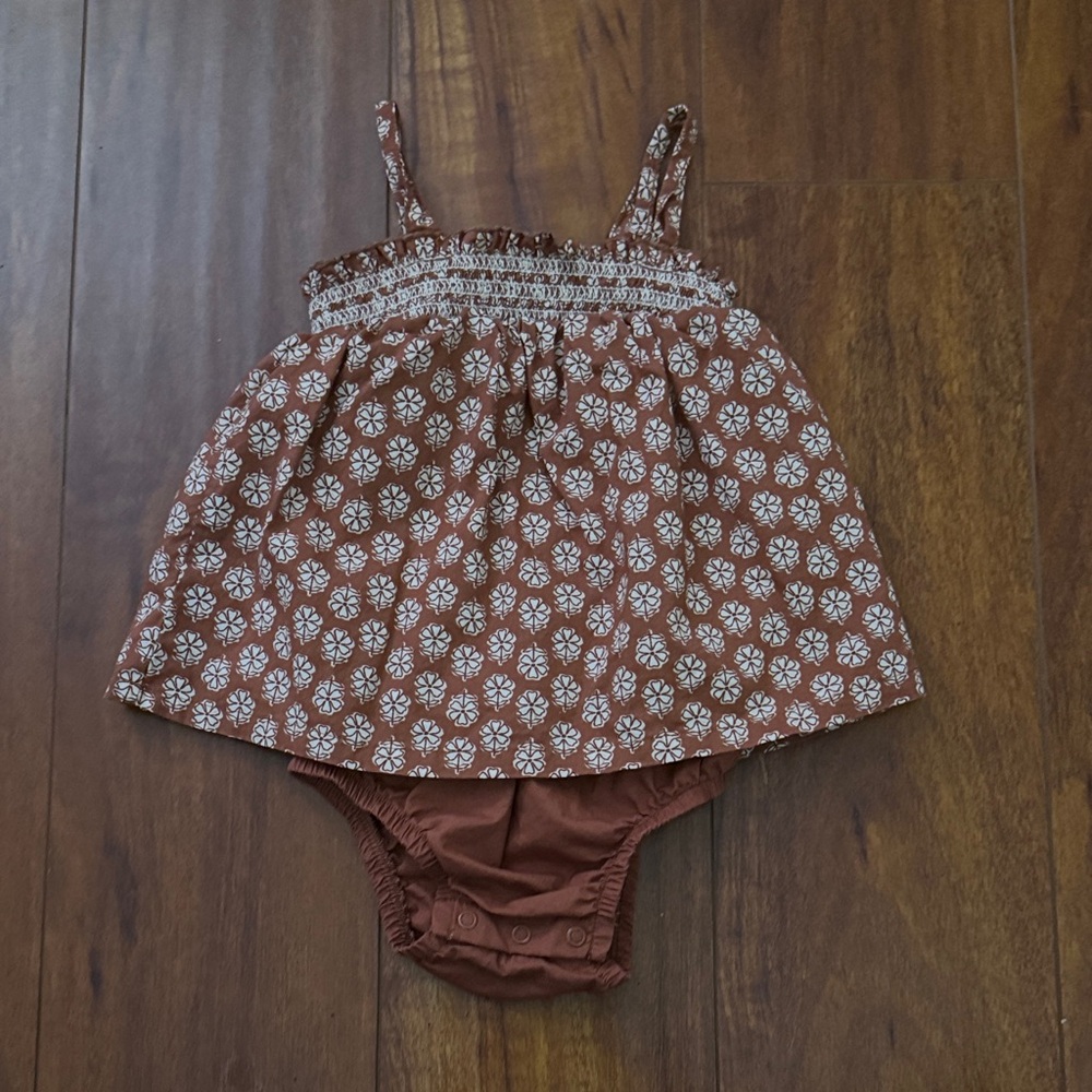 Brown Floral Baby Girl One Piece